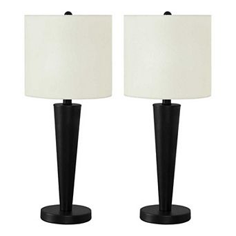 ELEMENT ACE Set of 2 Contemporary USB Table Lamp Set with Metal Base and Linen Shade