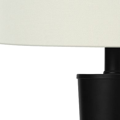 ELEMENT ACE Set of 2 Contemporary USB Table Lamp Set with Metal Base and Linen Shade
