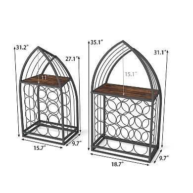 ELEMENT ACE Set of 2 Freestanding Boat-Shaped Wine Display Cabinet with Storage Rack