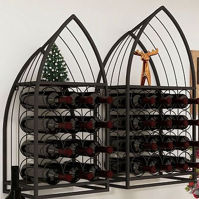 ELEMENT ACE Set of 2 Freestanding Boat-Shaped Wine Display Cabinet with Storage Rack