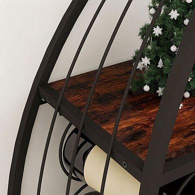 ELEMENT ACE Set of 2 Freestanding Boat-Shaped Wine Display Cabinet with Storage Rack