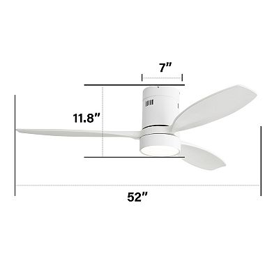ELEMENT ACE 52 Inch Flush Mount Solid Wood Ceiling Fan with Remote Control