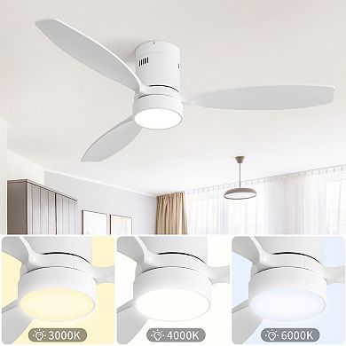 ELEMENT ACE 52 Inch Flush Mount Solid Wood Ceiling Fan with Remote Control
