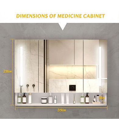 ELEMENT ACE Modern Aluminum Bathroom Cabinet with Mirror and LED Lighting