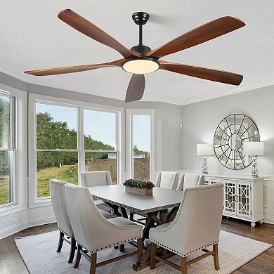 ELEMENT ACE Large Outdoor Ceiling Fan with Remote Control and Light and Wooden Blades