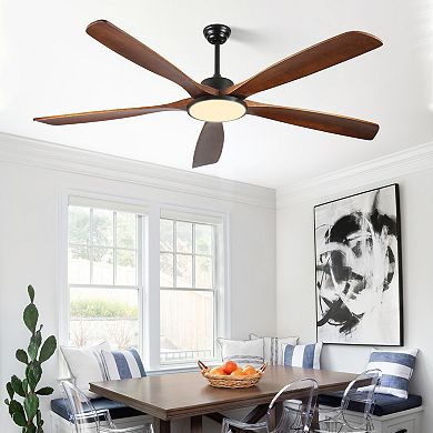 ELEMENT ACE Large Outdoor Ceiling Fan with Remote Control and Light and Wooden Blades