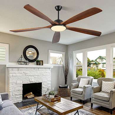 ELEMENT ACE Large Outdoor Ceiling Fan with Remote Control and Light and Wooden Blades