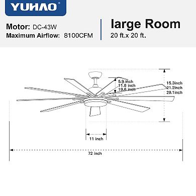 ELEMENT ACE 72-Inch Integrated LED Smart Ceiling Fan with Remote Control