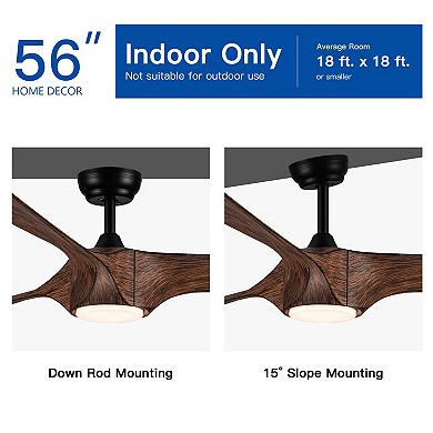 ELEMENT ACE Integrated LED Ceiling Fan with Wood Grain Blades for Indoor Cooling