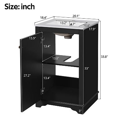 ELEMENT ACE Modern Freestanding Bathroom Vanity with Ceramic Sink and Adjustable Shelf