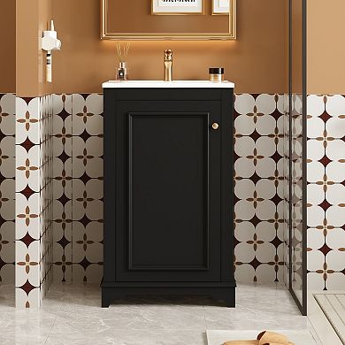 ELEMENT ACE Modern Freestanding Bathroom Vanity with Ceramic Sink and Adjustable Shelf