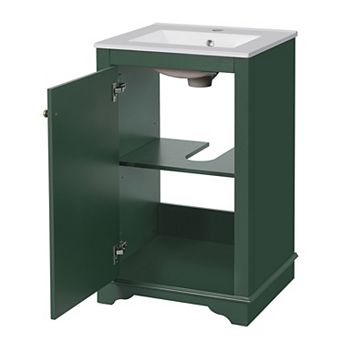 ELEMENT ACE Modern Freestanding Bathroom Vanity with Ceramic Sink and Adjustable Shelf