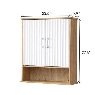 ELEMENT ACE Double Door Wall Cabinet with Adjustable Shelf and Wavy Pattern Doors