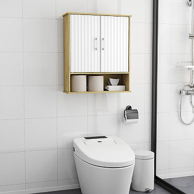 ELEMENT ACE Double Door Wall Cabinet with Adjustable Shelf and Wavy Pattern Doors