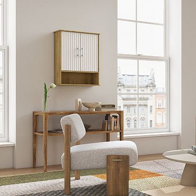 ELEMENT ACE Double Door Wall Cabinet with Adjustable Shelf and Wavy Pattern Doors