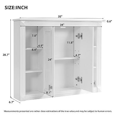 ELEMENT ACE Wall Mounted Adjustable Shelf Bathroom Medicine Storage Cabinet
