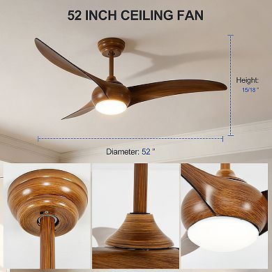 ELEMENT ACE 52 Inch Ceiling Fan with LED Light and Remote Control for Indoor Use