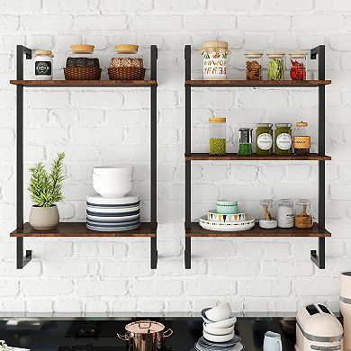 ELEMENT ACE Tiered Wall Mounted Storage Shelves with Wood and Metal Construction
