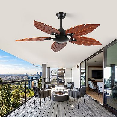 ELEMENT ACE 52 Inch Tropical Ceiling Fan with Reversible Palm Leaf Blades for Indoor and Outdoor Use