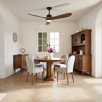 ELEMENT ACE 60-Inch Reversible DC Motor Ceiling Fan with Remote Control and Natural Wood Blades