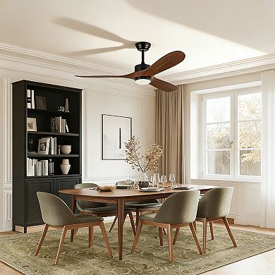 ELEMENT ACE 60-Inch Reversible DC Motor Ceiling Fan with Remote Control and Natural Wood Blades