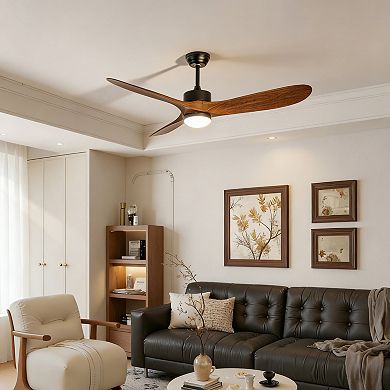 ELEMENT ACE 60-Inch Reversible DC Motor Ceiling Fan with Remote Control and Natural Wood Blades