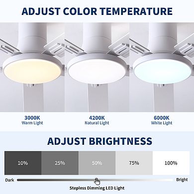 ELEMENT ACE Modern Minimalist Flush Mount Ceiling Fan with Light and Oversized Blades