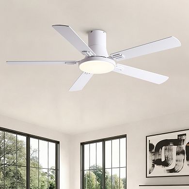 ELEMENT ACE Modern Minimalist Flush Mount Ceiling Fan with Light and Oversized Blades