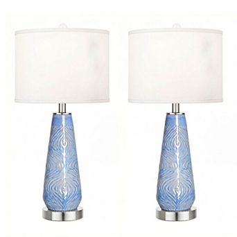 ELEMENT ACE Set of 2 Modern Touch Control Dimmable Table Lamp Set with USB Ports and White Shade