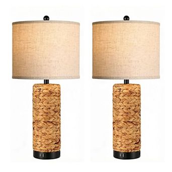 ELEMENT ACE Tall Rustic Table Lamps Set of Two for Living Room and Bedroom