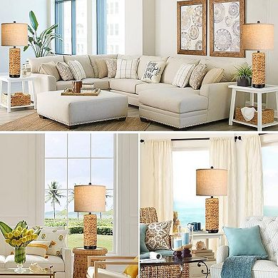 ELEMENT ACE Tall Rustic Table Lamps Set of Two for Living Room and Bedroom