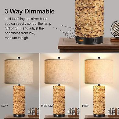 ELEMENT ACE Tall Rustic Table Lamps Set of Two for Living Room and Bedroom