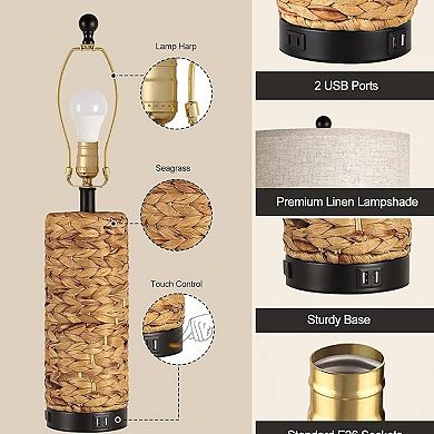 ELEMENT ACE Tall Rustic Table Lamps Set of Two for Living Room and Bedroom