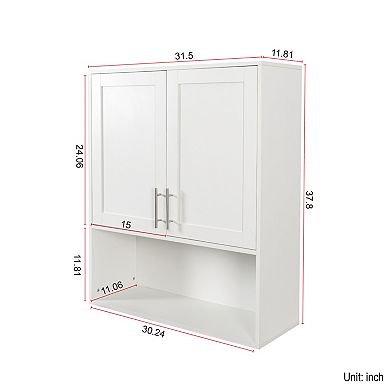 ELEMENT ACE Two Door Wall Mounted Bathroom Mirror Cabinet with Storage and Tissue Slot
