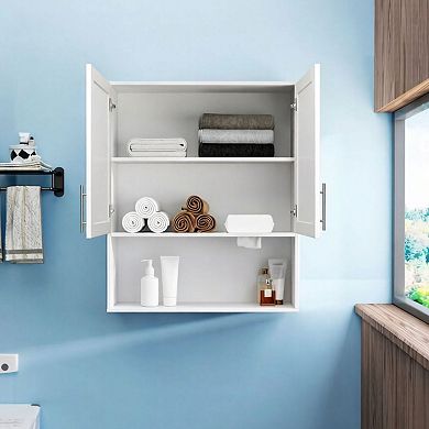 ELEMENT ACE Two Door Wall Mounted Bathroom Mirror Cabinet with Storage and Tissue Slot