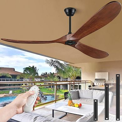 ELEMENT ACE 60-Inch Solid Wood Reversible Ceiling Fan with Remote and Wall Control