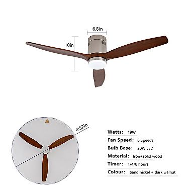 ELEMENT ACE Modern Ceiling Fan with Dimmable LED Light and Remote Control