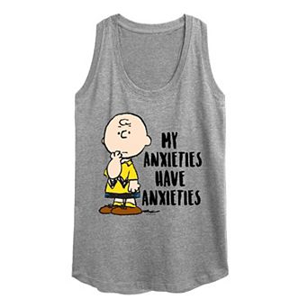 Women's Peanuts Charlie Brown Anxieties Racerback Tank Top