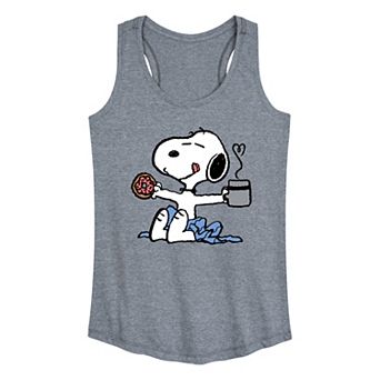 Women's Peanuts Snoopy Donut & Coffee Racerback Tank Top