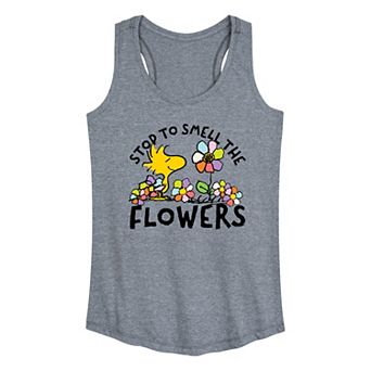 Women's Peanuts Woodstock Smell The Flowers Racerback Tank Top