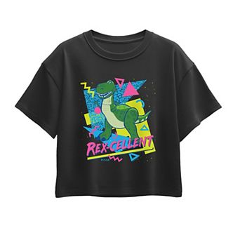 Girls 7-16 Disney / Pixar's Rex "Rex-cellent" 80s Pop Art Boxy Tee