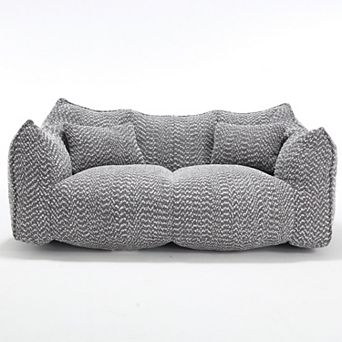 GOMYHOME Modern Low-Profile Upholstered Sofa, Compressed Lounge Couch, Gray