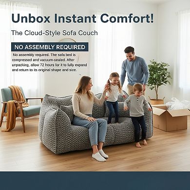 GOMYHOME Modern Low-Profile Upholstered Sofa, Compressed Lounge Couch, Gray