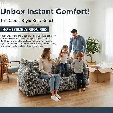 GOMYHOME Modern Low-Profile Upholstered Sofa, Compressed Lounge Couch, Gray