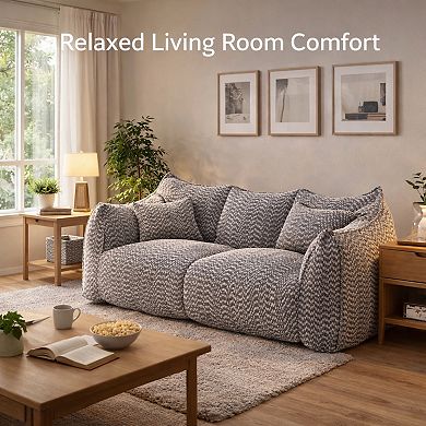 GOMYHOME Modern Low-Profile Upholstered Sofa, Compressed Lounge Couch, Gray