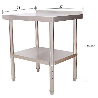 ELEMENT ACE Heavy Duty Stainless Steel Prep Table with Adjustable Undershelf for Kitchen