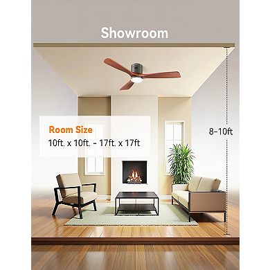 Akofun Ceiling Fans with Lights and Remote 52 Inch, Flush Mount, Modern Low Profile LED Ceiling Fan