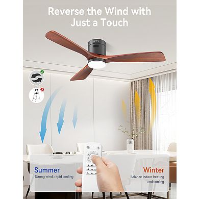 Akofun Ceiling Fans with Lights and Remote 52 Inch, Flush Mount, Modern Low Profile LED Ceiling Fan