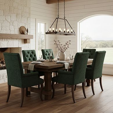 GOMYHOME Oliva Chenille Tufted Upholstered Dining Chair with Arms and Solid Wood Legs Set of 2