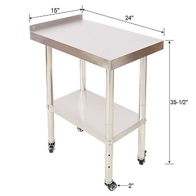 ELEMENT ACE Heavy Duty Stainless Steel Prep Table with Adjustable Undershelf and Casters